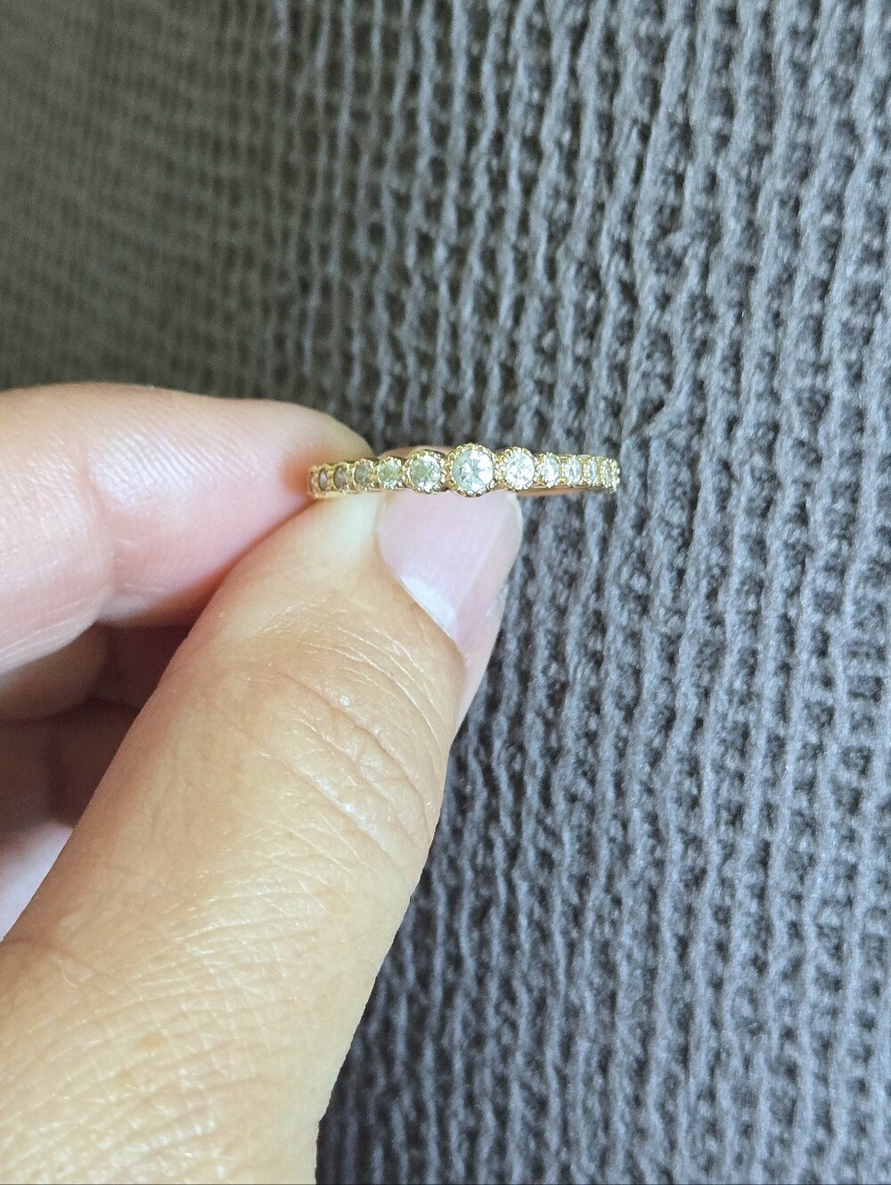 Dainty 14K Gold💛 Ring💍 with Fifteen Graduated Lab🧪 Created Diamonds💎 - Picture 11 of 16